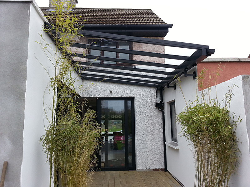 Between-wall Patio Cover, Black. Gallery Image