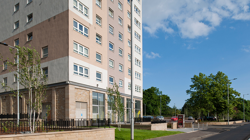 A natural stone entrance to a new build residential complex in Glasgow Gallery Image