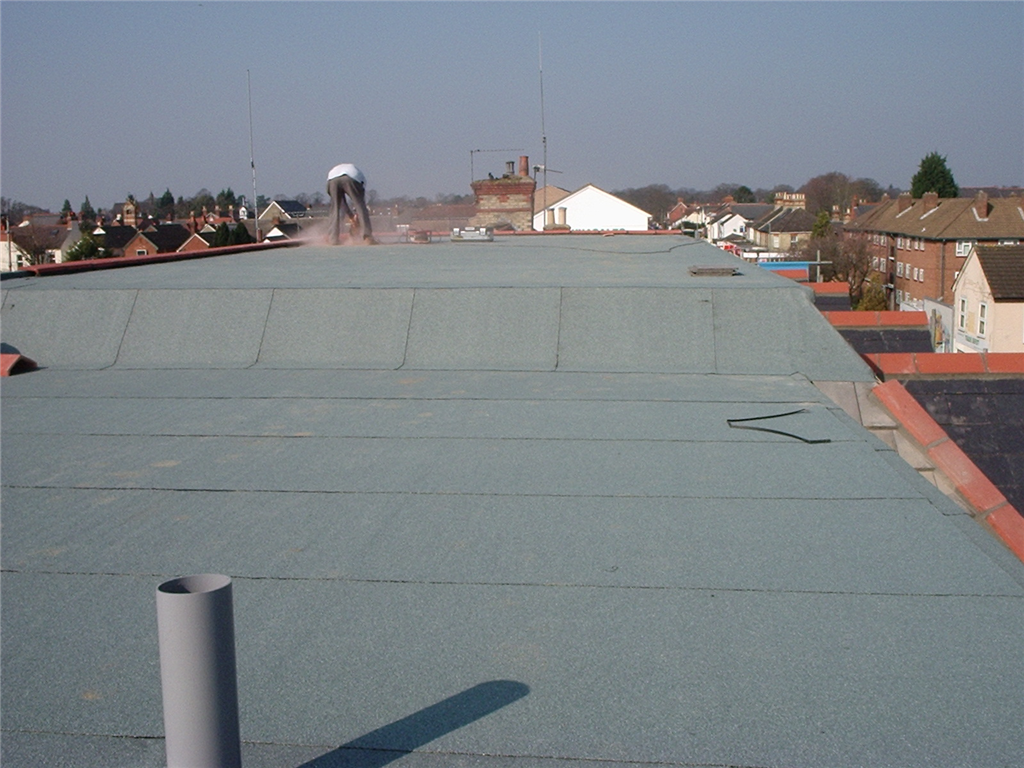 New Anderson green mineral felt roof in Peabody Road, Farnborough, Hampshire  Gallery Image