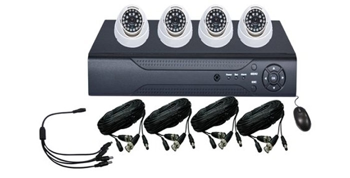 4CH D1 Recording Security DVR with 4PCS 700TVL 24IR Outdoor Day&Night Color Dome Cameras Surveillance Remote Smart Phone Viewing  Gallery Image